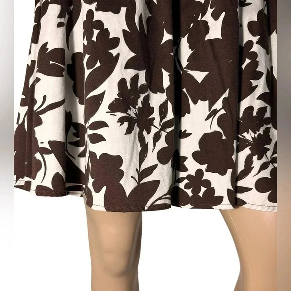 B.Smart Strapless Brown&White Floral Dress 1/2 Zip,Belted Size 6 EUC! - Picture 7 of 11